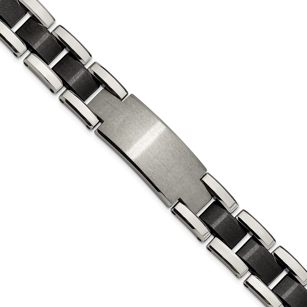 Kazi Luxury Chisel Tungsten Brushed & Polished Black IP-plated 8.5 inch Bracelet